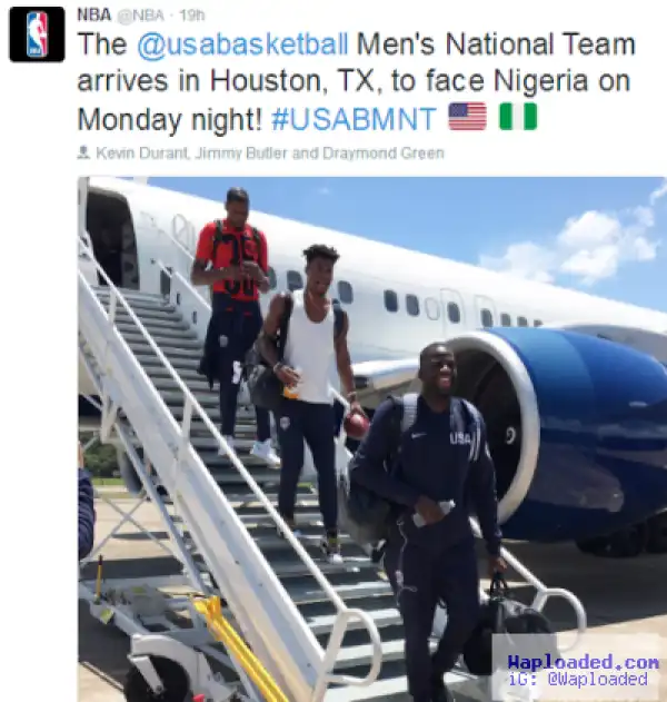 Photo: US Basketball Team Arrives Houston, To Face Nigeria Tonight; Nigerians React Hilariously